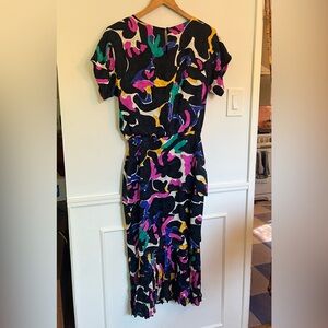 Vintage 80’s Flora Kung silk multicolored dress